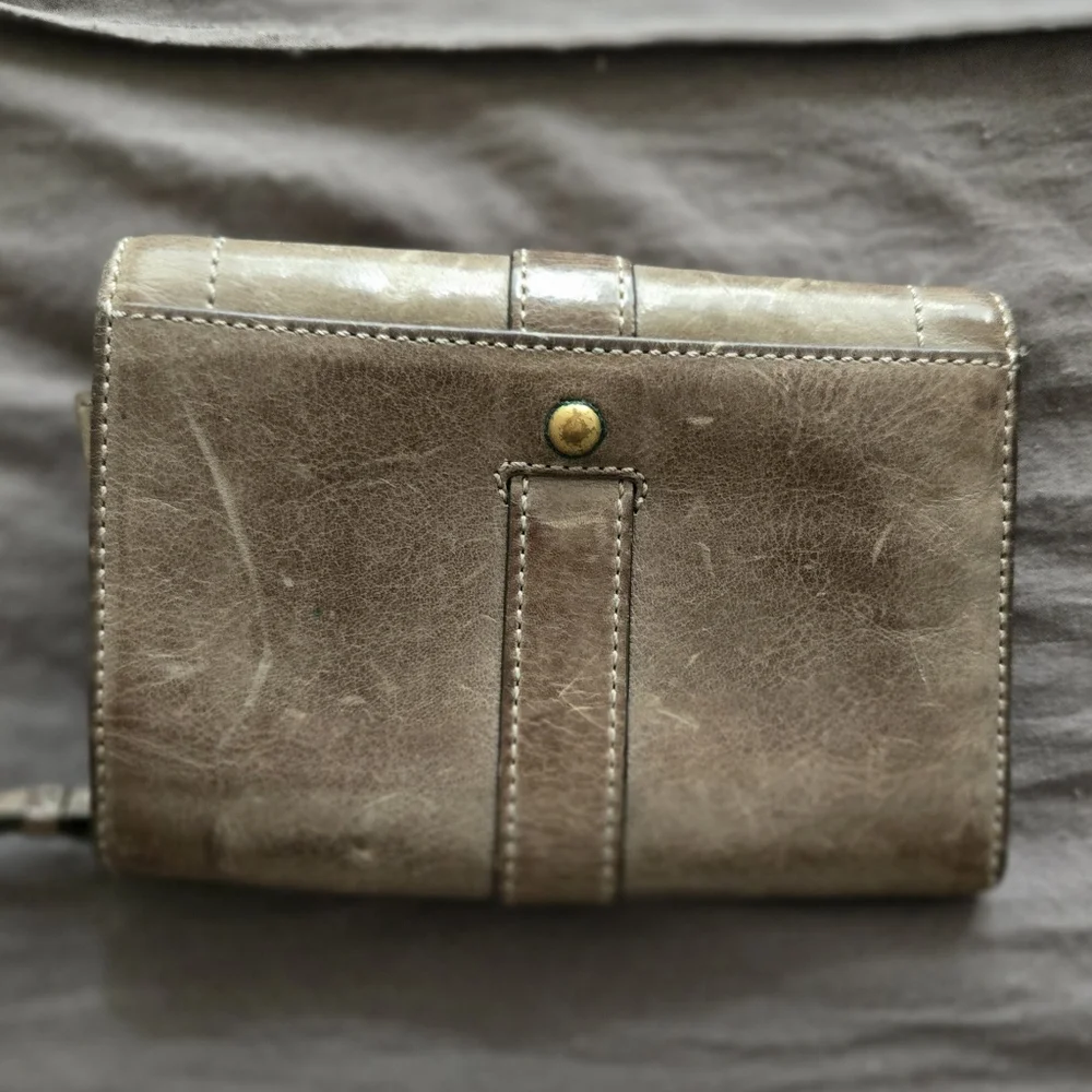 Vintage Coach Gray Leather Buckle Snap Folding Wallet - Picture 2 of 5